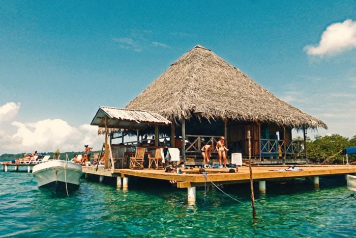 One of the best things to do in Bocas del Toro is to visit the Blue Coconut overwater bar and restaurant