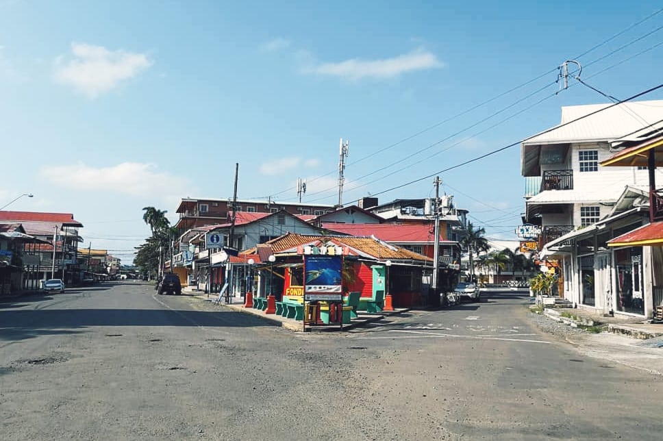The empty streets of Bocas Town under quarantine during the Covid-19 Pandemic.