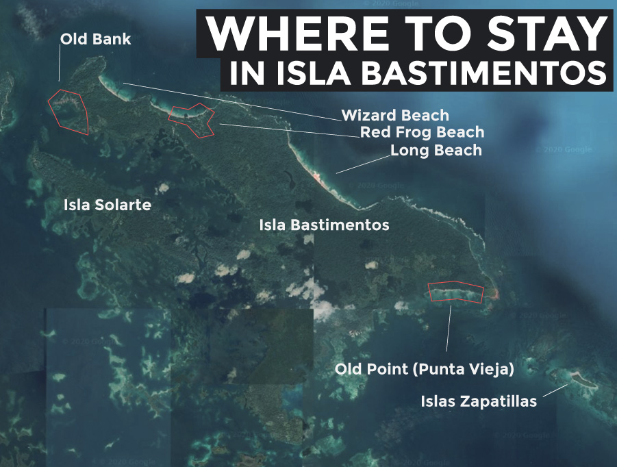 Where to stay on Isla Bastimentos Map