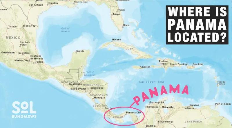 Map of where panama is located in the world in relation to central America and south America.
