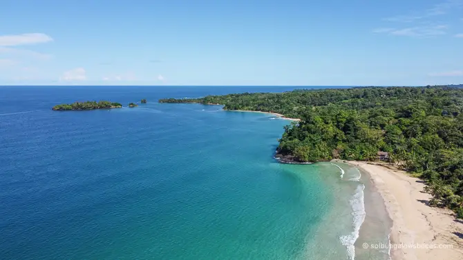 Red Frog Beach on Isla Bastimentos from the drone.
