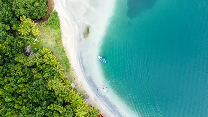 Drone of Starfish Beach on Isla Colon Panama