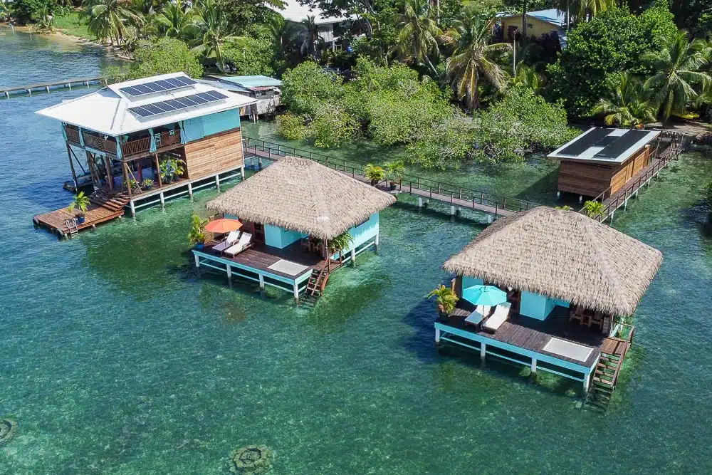 sol bungalows overwater bungalows in panama from a drone