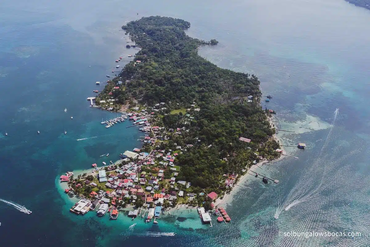 carenero island in panama from a drone