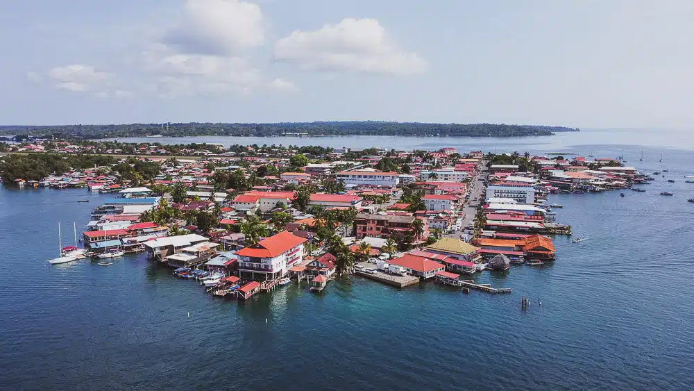 Drone View of Bocas Town on Isla Colon