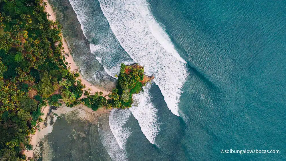 drone of the old mans surf spot in panama.